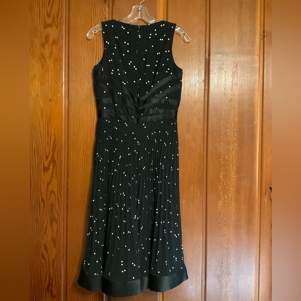 Kay Unger New York Pleated Polka Dot Dress with Silk Accents Size 4 #2318 - Picture 3 of 6